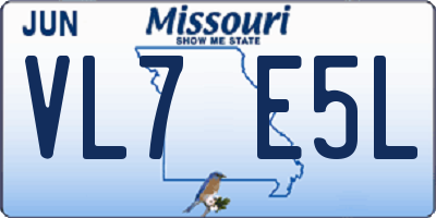 MO license plate VL7E5L