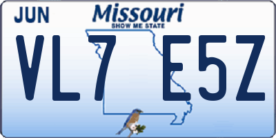 MO license plate VL7E5Z