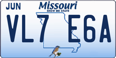 MO license plate VL7E6A