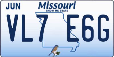 MO license plate VL7E6G