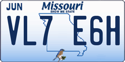 MO license plate VL7E6H