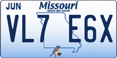 MO license plate VL7E6X