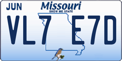 MO license plate VL7E7D