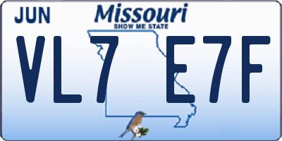 MO license plate VL7E7F