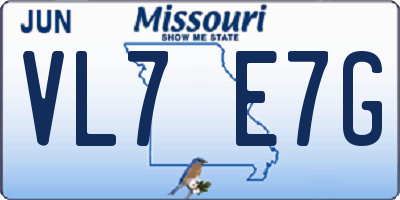 MO license plate VL7E7G