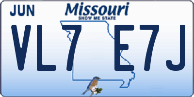 MO license plate VL7E7J