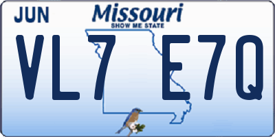 MO license plate VL7E7Q