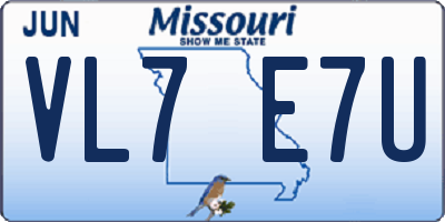 MO license plate VL7E7U