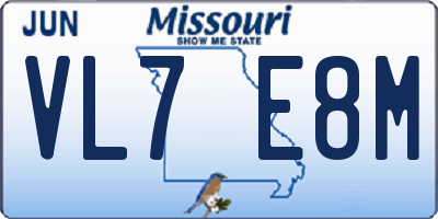 MO license plate VL7E8M