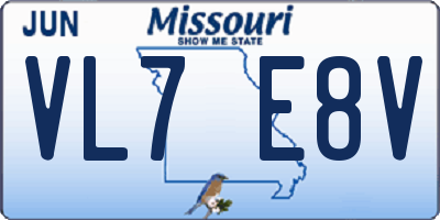 MO license plate VL7E8V
