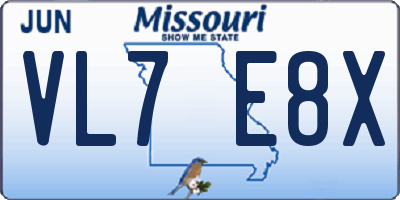 MO license plate VL7E8X