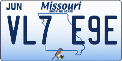 MO license plate VL7E9E