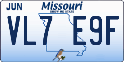 MO license plate VL7E9F