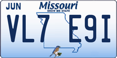 MO license plate VL7E9I