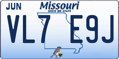 MO license plate VL7E9J