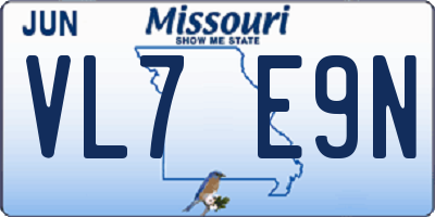 MO license plate VL7E9N