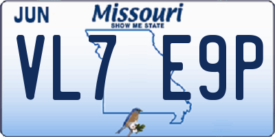 MO license plate VL7E9P