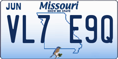 MO license plate VL7E9Q