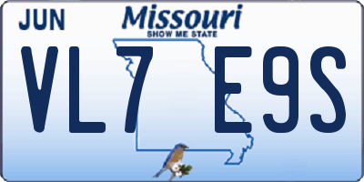 MO license plate VL7E9S
