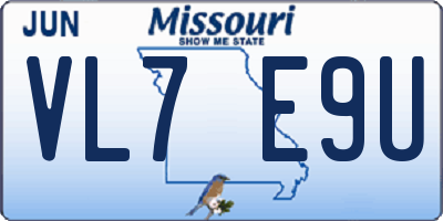 MO license plate VL7E9U