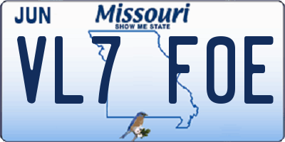 MO license plate VL7F0E