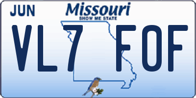 MO license plate VL7F0F