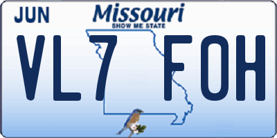 MO license plate VL7F0H