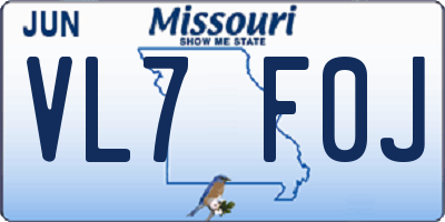 MO license plate VL7F0J