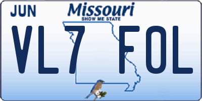 MO license plate VL7F0L