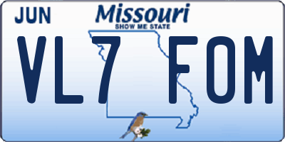 MO license plate VL7F0M