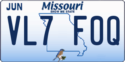 MO license plate VL7F0Q