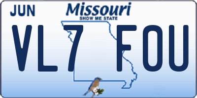 MO license plate VL7F0U
