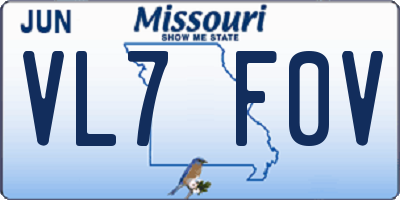 MO license plate VL7F0V
