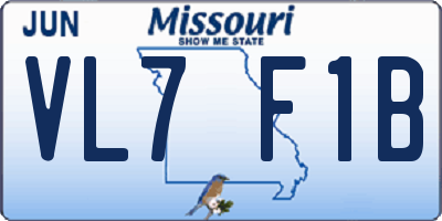 MO license plate VL7F1B