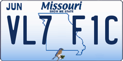 MO license plate VL7F1C