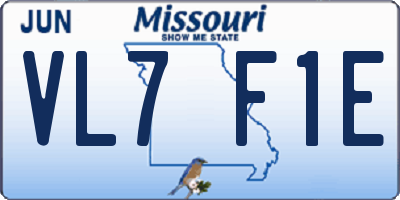 MO license plate VL7F1E