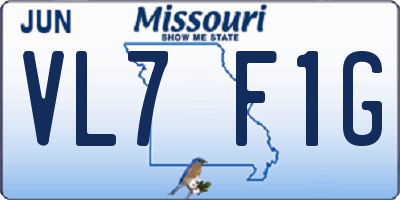 MO license plate VL7F1G