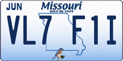 MO license plate VL7F1I