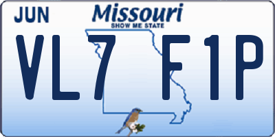 MO license plate VL7F1P