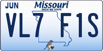 MO license plate VL7F1S
