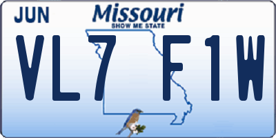 MO license plate VL7F1W