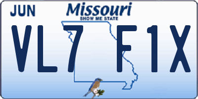 MO license plate VL7F1X