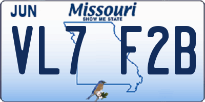 MO license plate VL7F2B