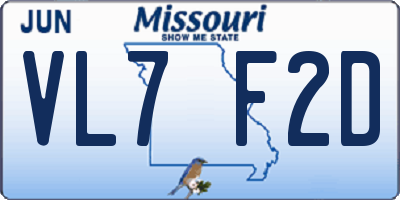 MO license plate VL7F2D