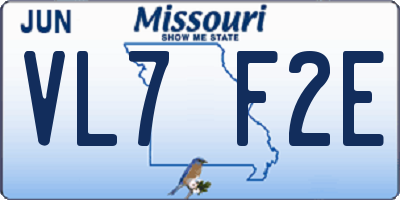 MO license plate VL7F2E