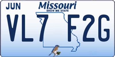 MO license plate VL7F2G