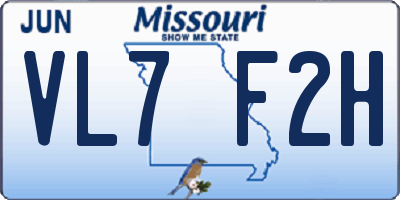 MO license plate VL7F2H