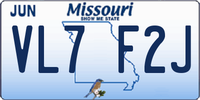 MO license plate VL7F2J