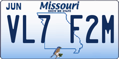 MO license plate VL7F2M