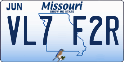 MO license plate VL7F2R